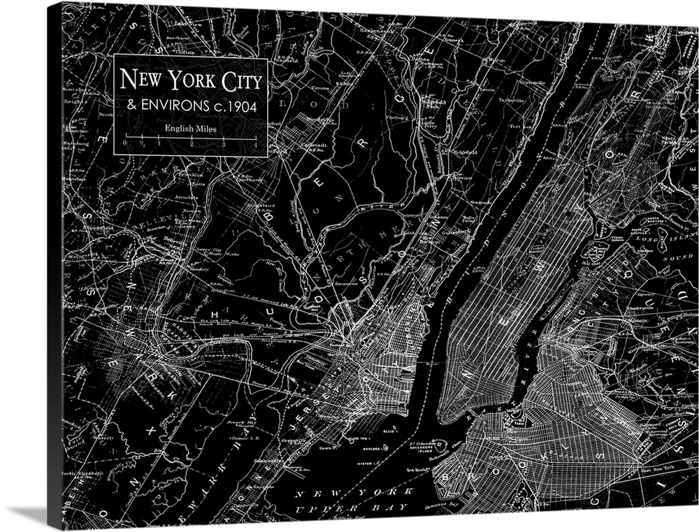 Rustic contemporary art map of New York City districts, in black and white.