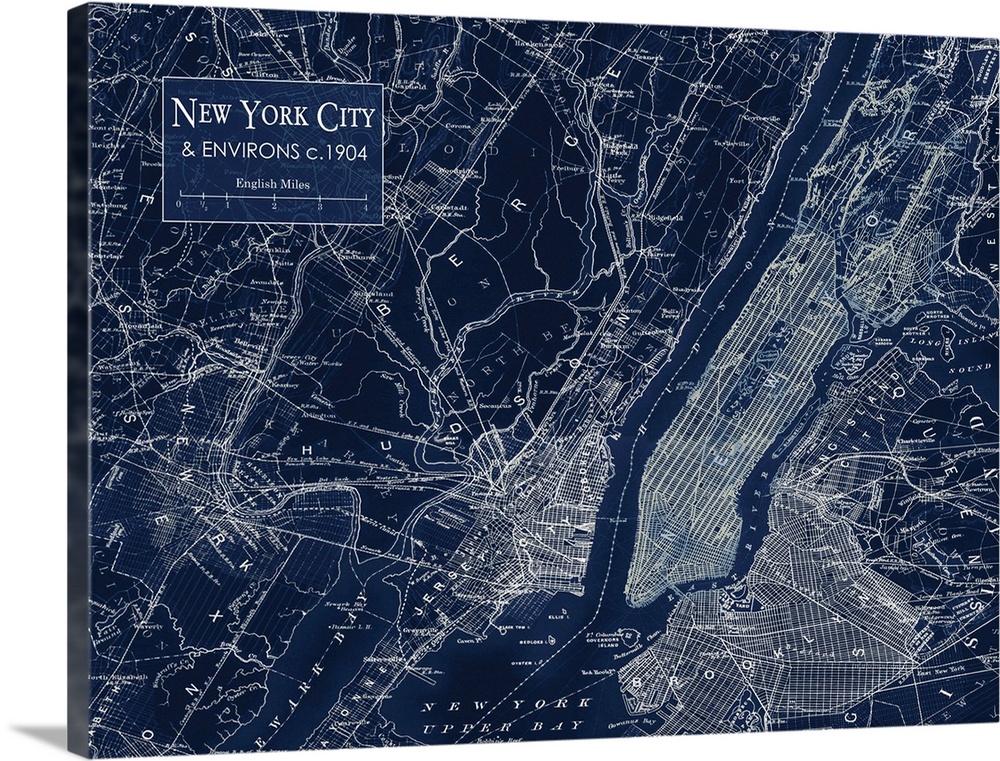 Rustic contemporary art map of New York City districts, in cool tones.