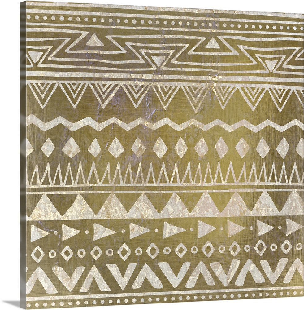 Golden tribal style design in a geometric pattern.