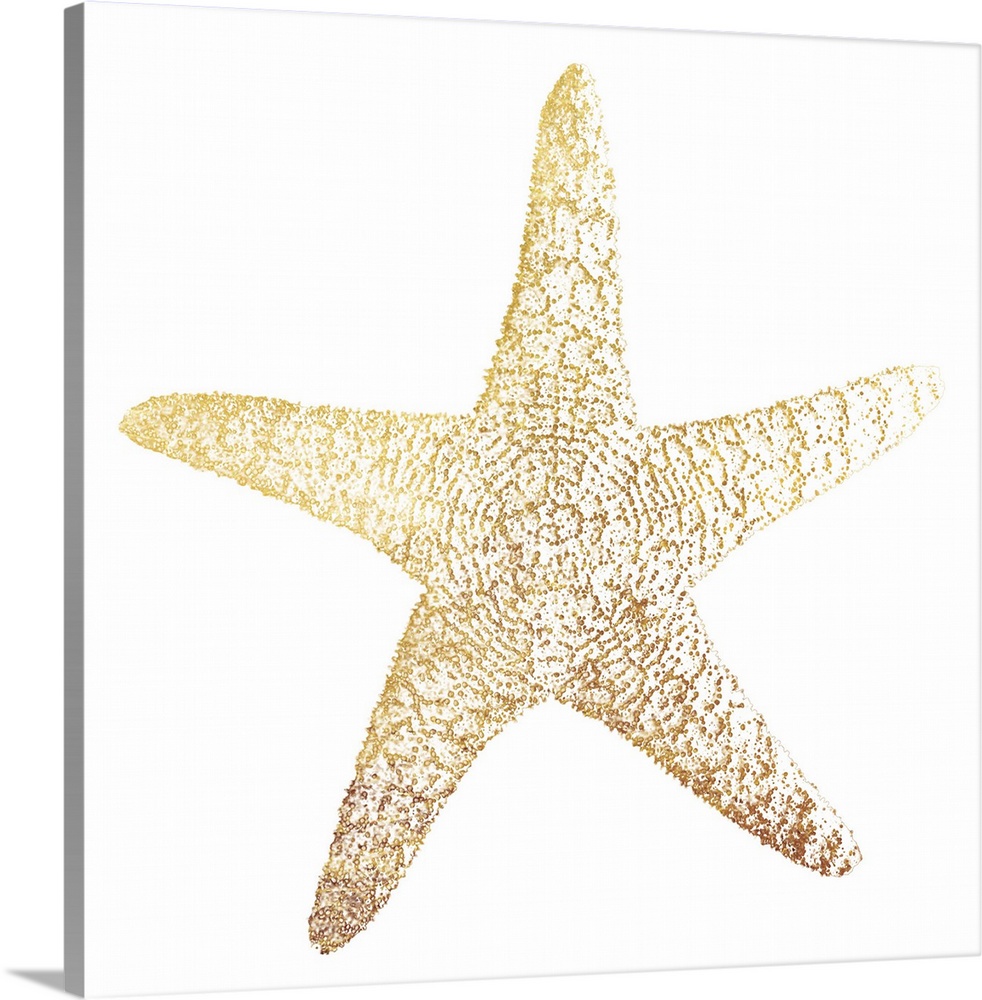 A gold foil starfish design on a white background.