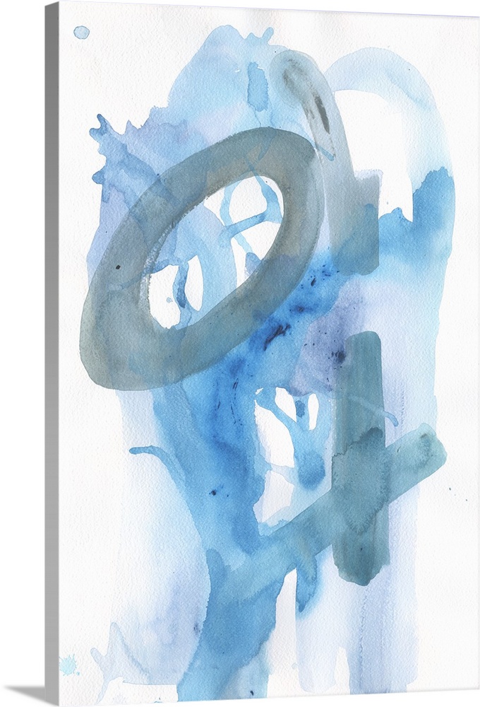 Watercolor abstract artwork in shades of blue.