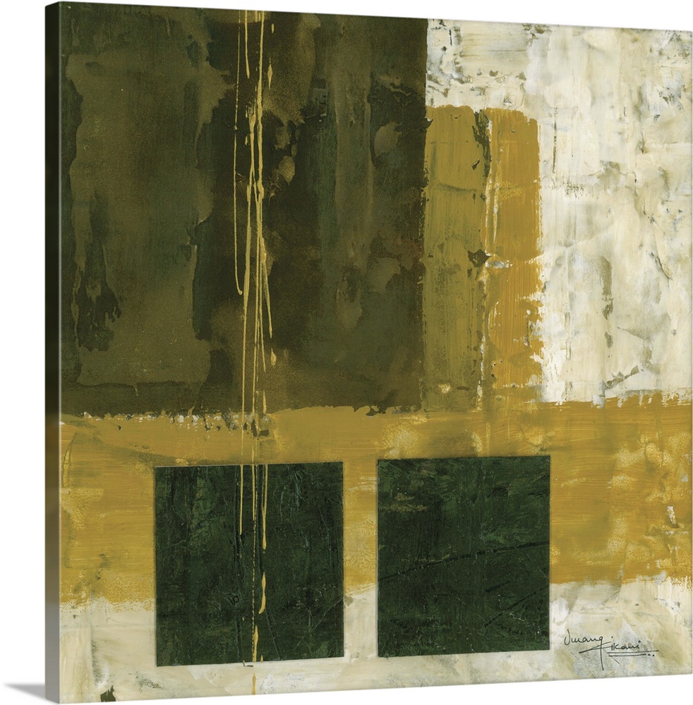 Contemporary abstract painting using earth tones and textured strokes.