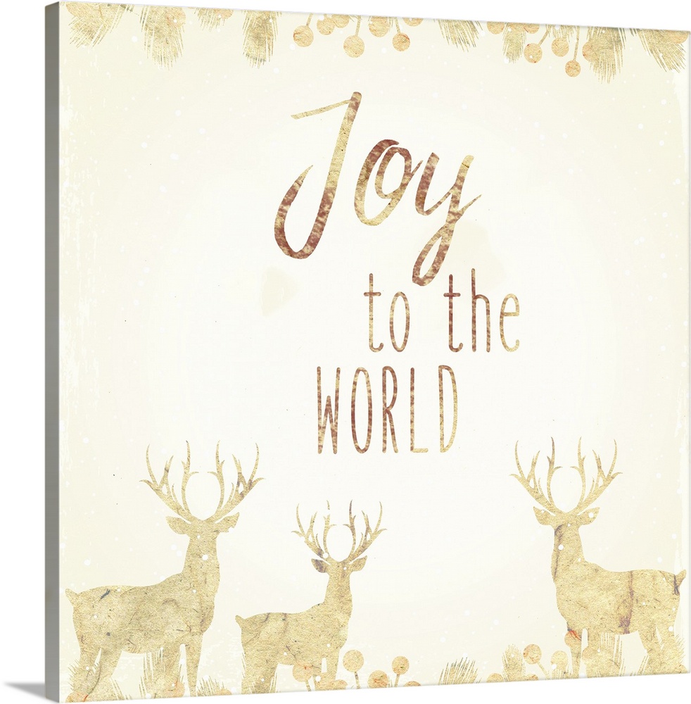 Holiday sentiment with golden deer silhouettes.