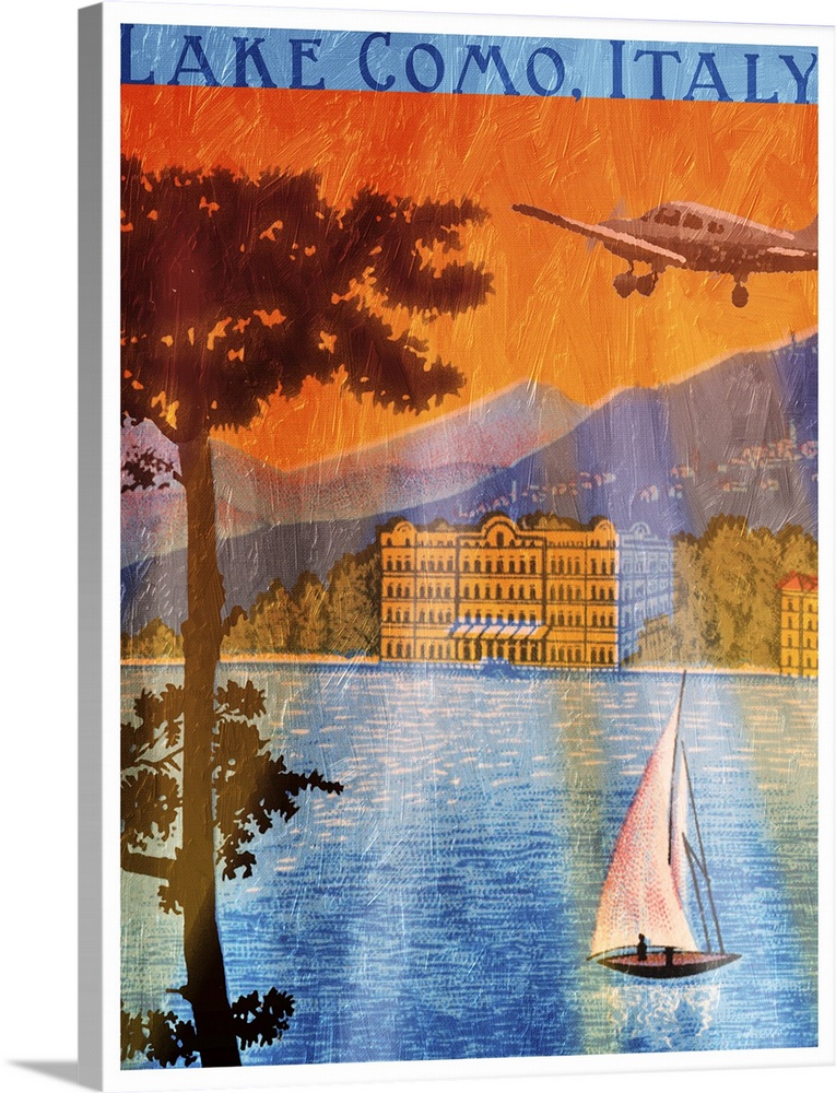 Home decor artwork of a travel poster for Italy in a vintage style.