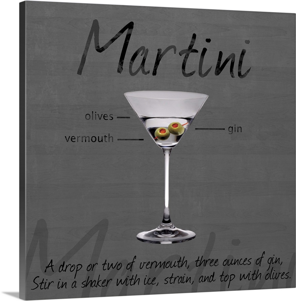 Artwork of a martini, showing the layers of ingredients.