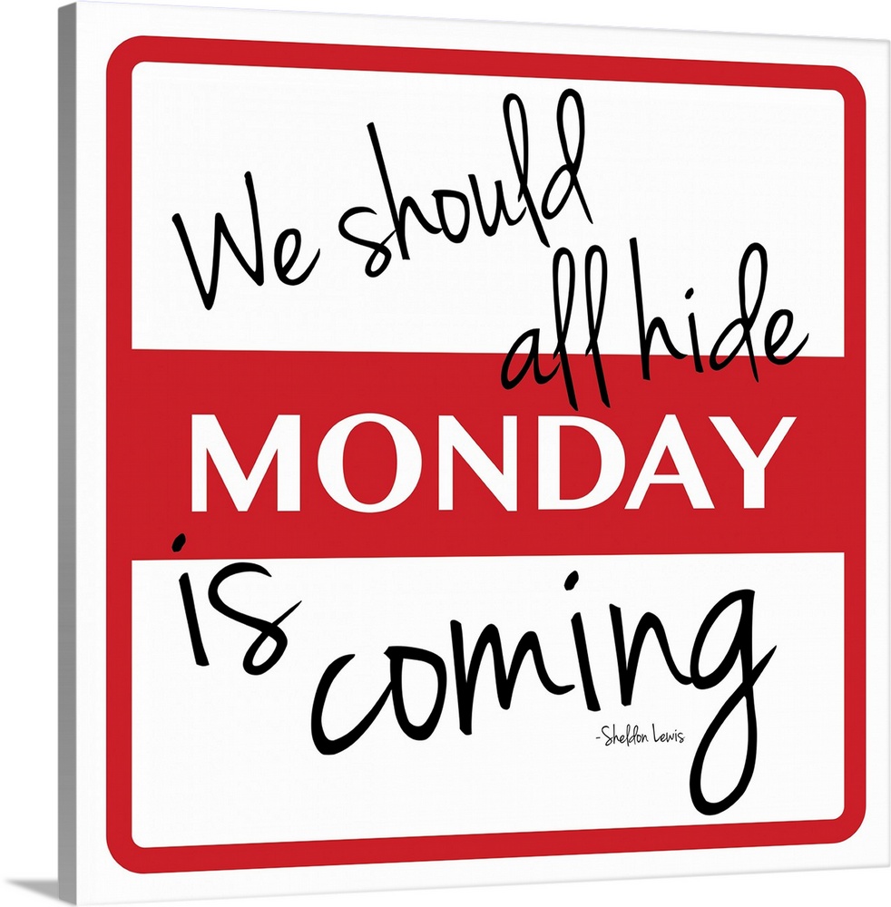 Typographical artwork of a name tag sticker with the word "Monday" in the middle.