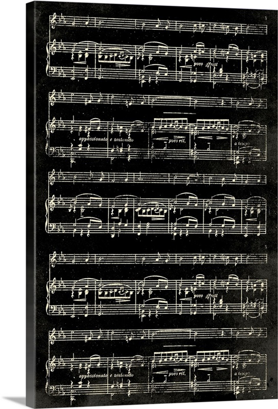 Music Sheet black Great Big Canvas