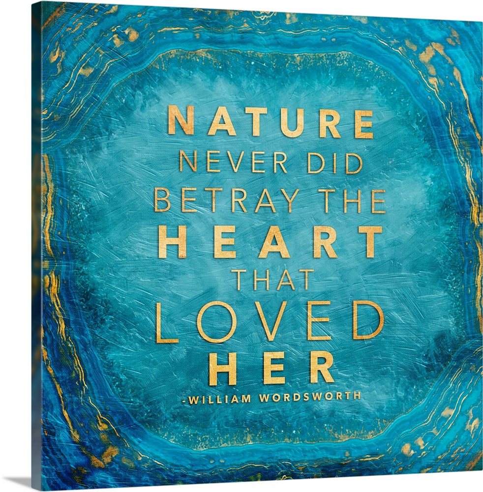 A quotation in gold on a bright blue polished agate stone.