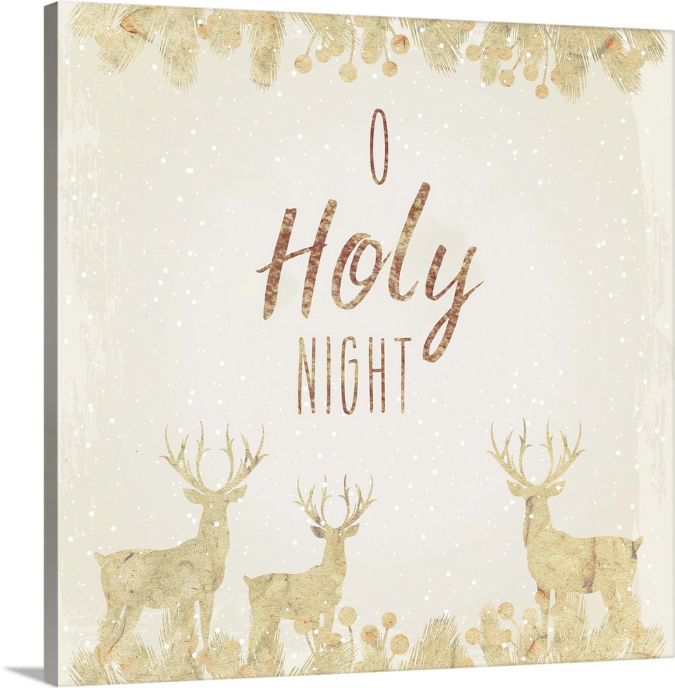 Holiday sentiment with golden deer silhouettes.