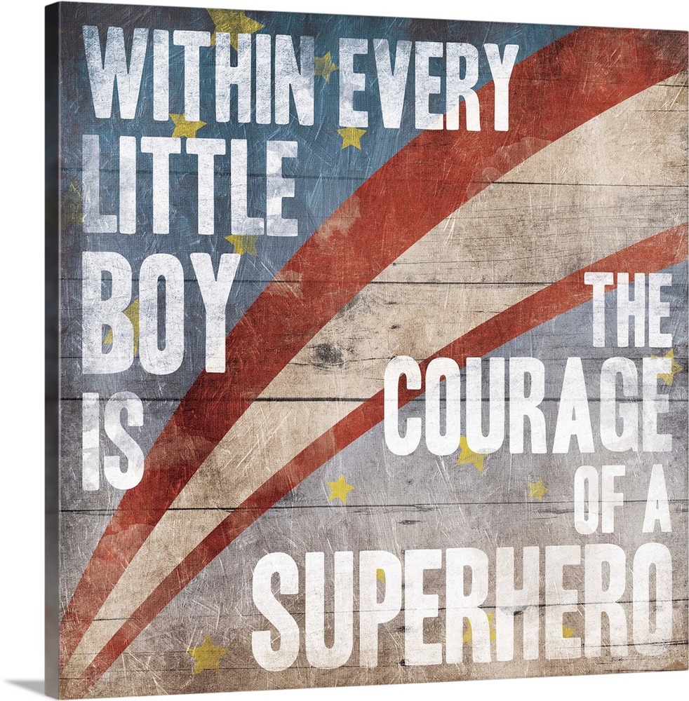 Superhero sentiment with blue and white stripes and yellow stars on a faux wood texture background.