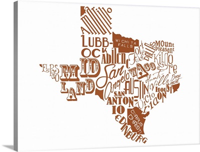 Texas Typography map