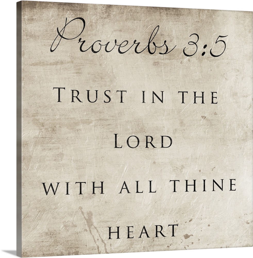 Typography art of the Bible verse Proverbs 3:5.