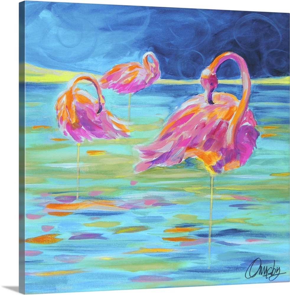 Tres Flamingos Wall Art, Canvas Prints, Framed Prints, Wall Peels 