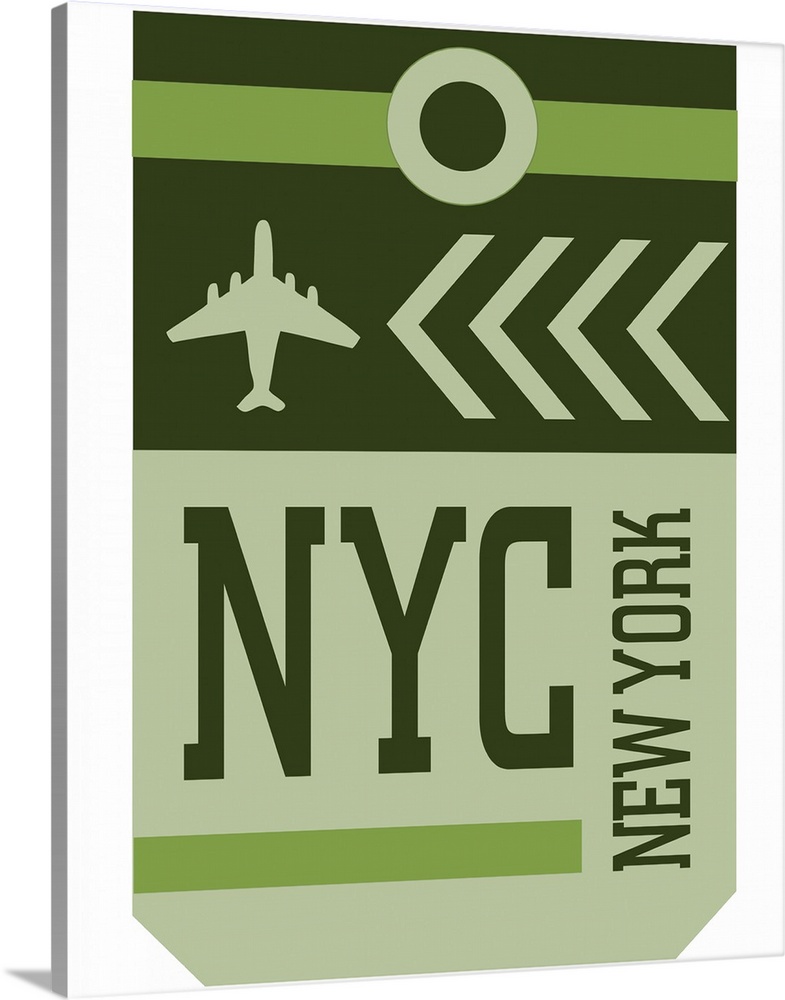 A retro style luggage tag for airline flights to NYC in New York.