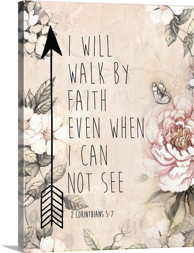 Bible verse decorated with an arrow and illustrated flowers.