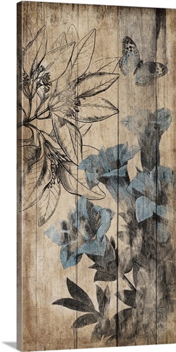 Wood Blue Floral II | Great Big Canvas