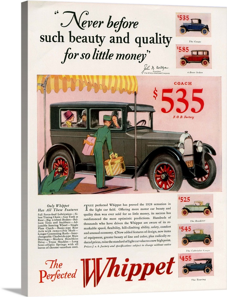 1920's USA Willys-Knight Magazine Advert