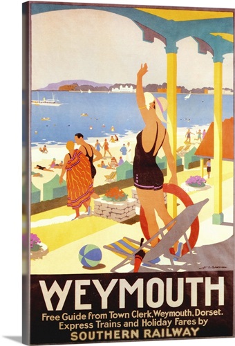 Beer Devon Art Deco Railway Poster 1930s style Birthday Card 