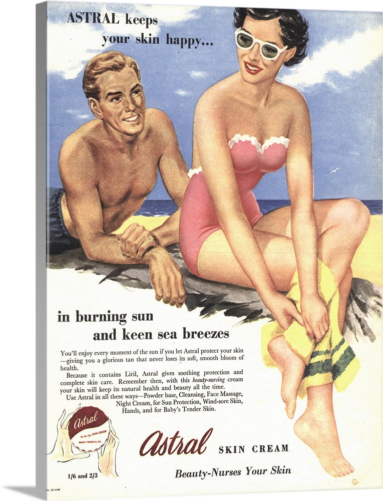 .1950s.UK.sun creams lotions tan tanning sunburn astral suntans sunbathing...