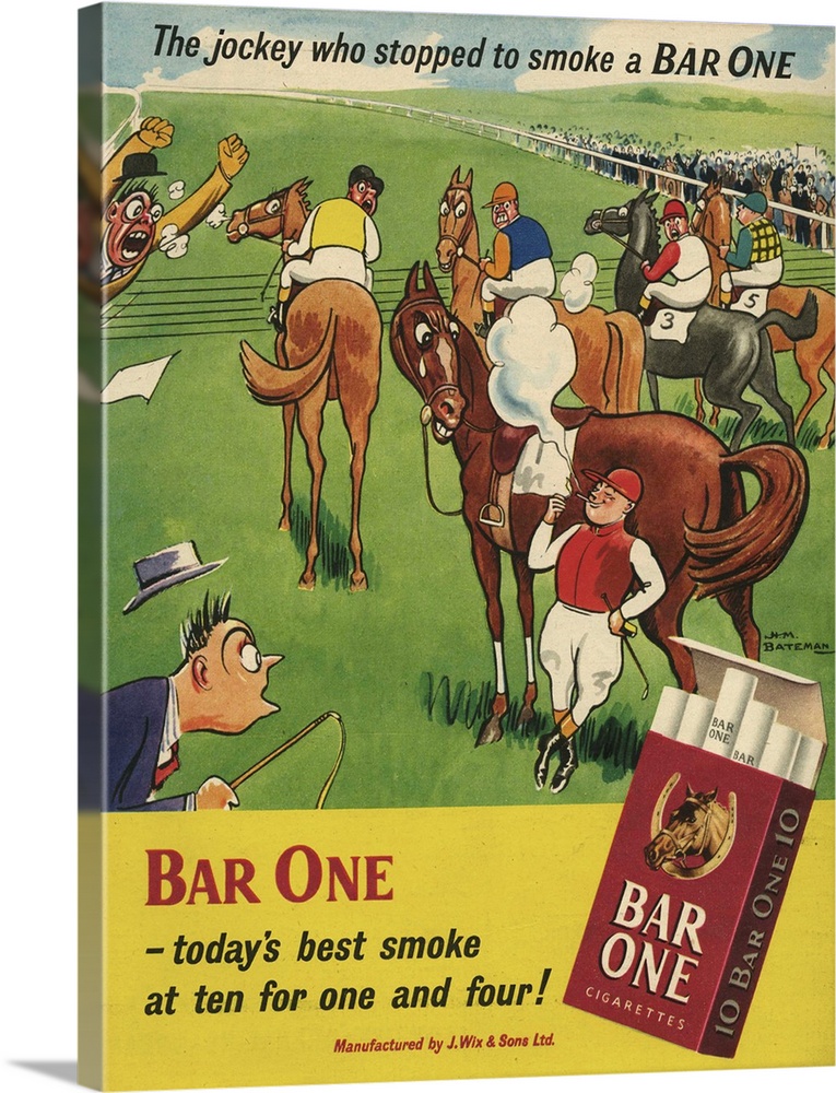 Bar One .1952.1950s.UK.horses racing humour  h m bateman  ...