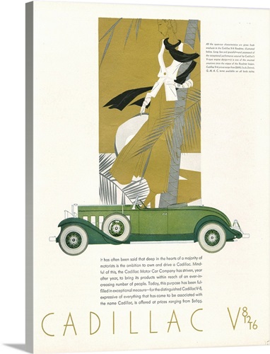 Cadillac V-8 Roadster Automobile Advertisement | Great Big Canvas