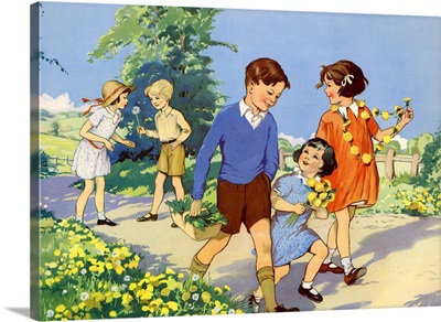 Children Walking Along Path