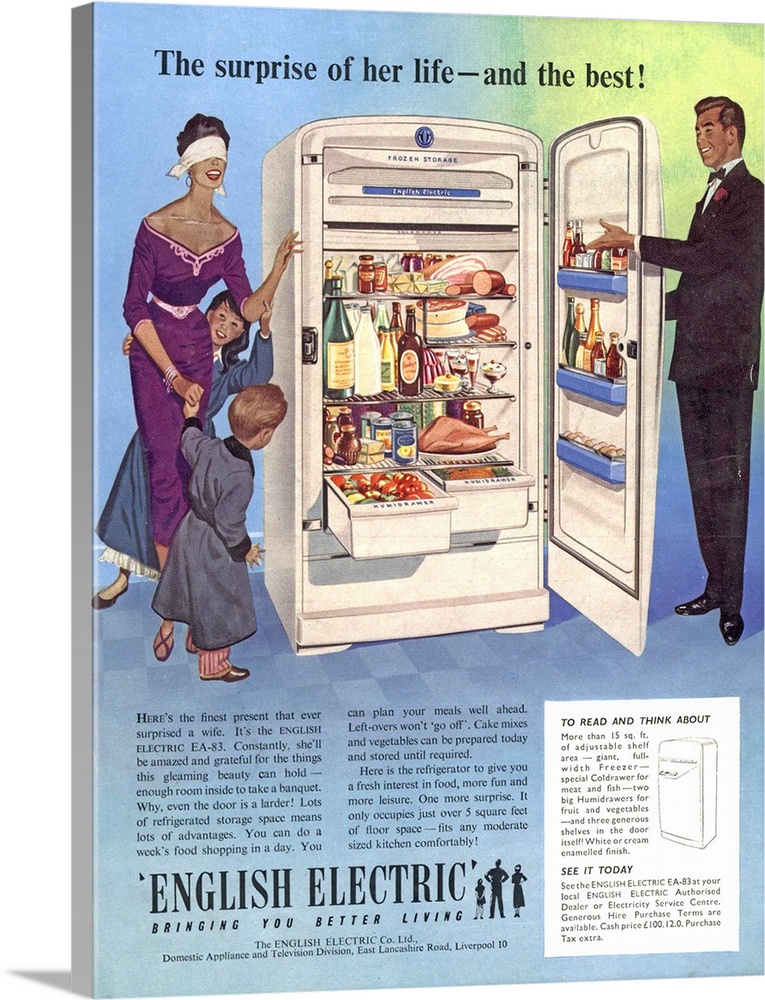 .1955.1950s.UK.english electric fridges housewife housewives appliances refridgerators refrigerators...