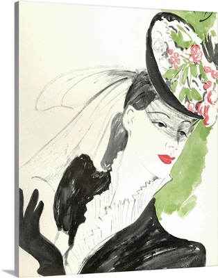 Fashion Artwork Poster, Floral Hat