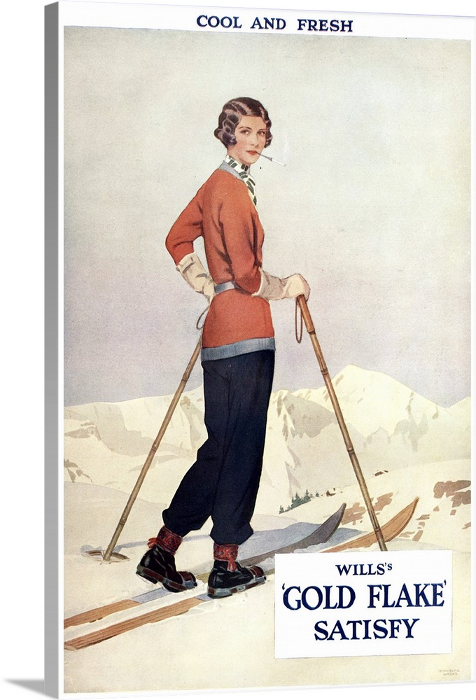 Will..s.1930s.USA.gold flake skiing cigarettes smoking skiing...