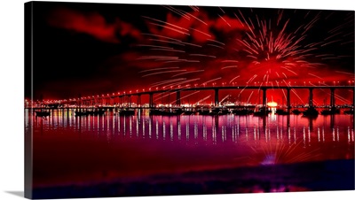 Fireworks over San Diego's Coronado Bay Bridge