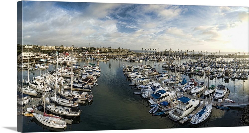 Oceanside Harbor Panoramic. Oceanside is 35 miles North of San Diego, California, USA.
