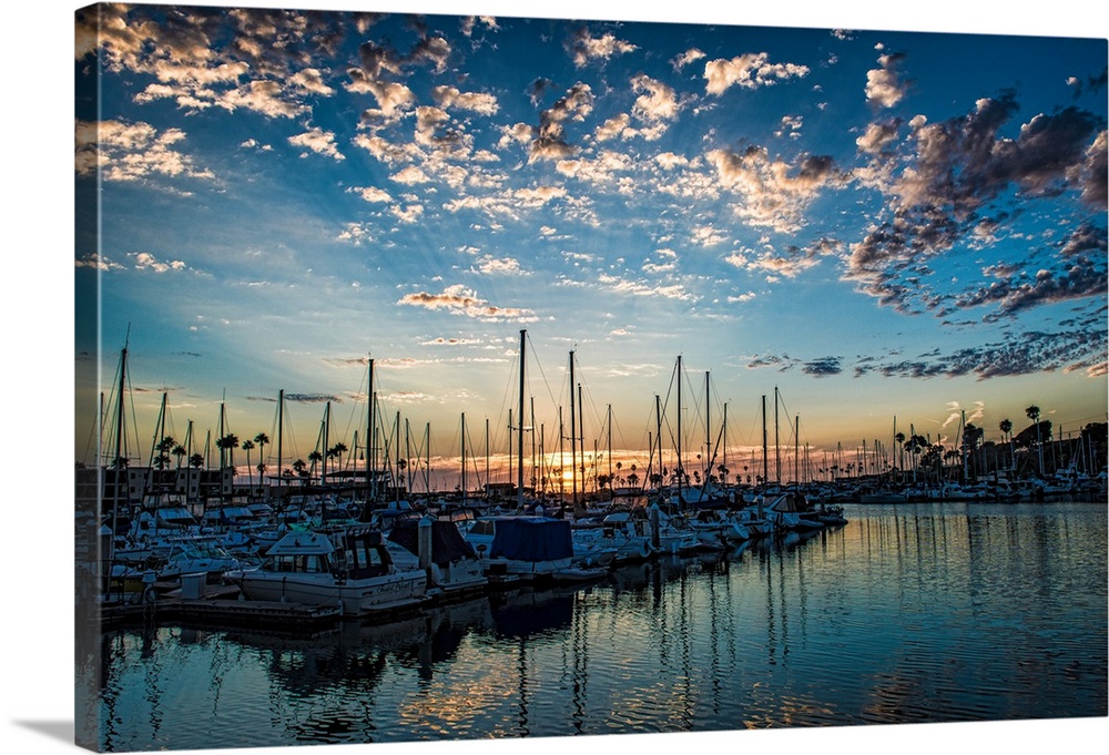 Oceanside Harbor sunset. Oceanside is 35 miles North of San Diego, California, USA.