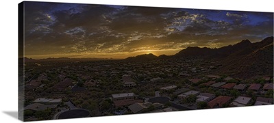Scottsdale Arizona aerial sunset panoramic