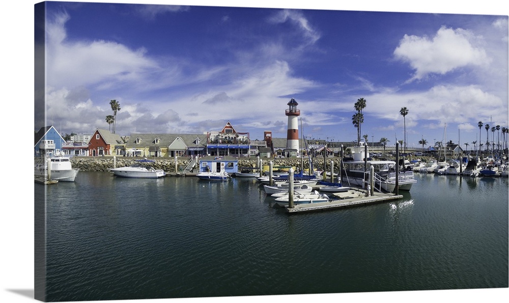 A cute village and lighthouse in Oceanside Harbor. Oceanside is 40 miles North of San Diego, California, USA.