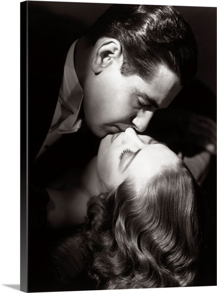 1930s 1940s couple man woman kissing Hollywood movie style movie still.