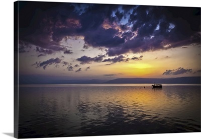 A Calm Settles On The Sea Of Galilee, Just After A Storm, Galilee, Israel
