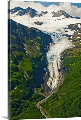 A hanging glacier off of Yalik Glacier in Kenai Fjords National Park, Kenai Peninsula