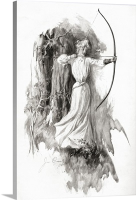 A Lady Practicing Archery In 1904. From The Century Illustrated Monthly Magazine