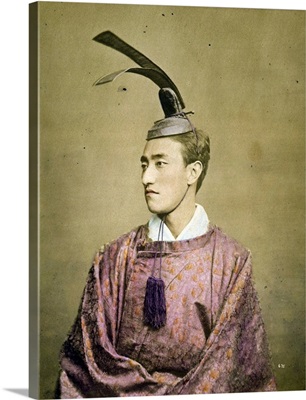 A Studio Portrait Of A Court Official Wearing A Kanmuri, Worn By Nobles/Court Officials