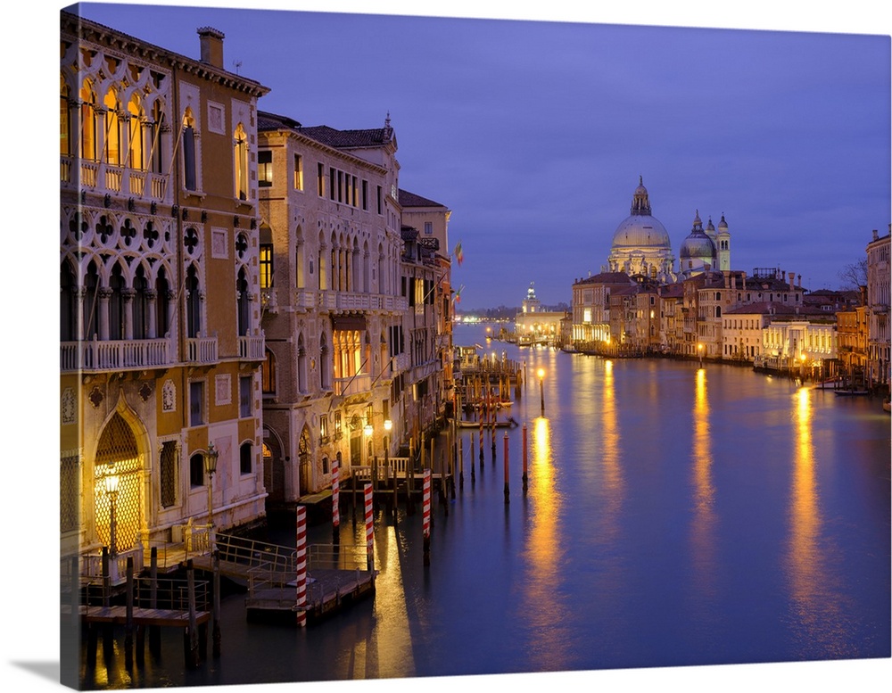 A view along the Grand Canal in Venice towards Santa Maria della Salute.