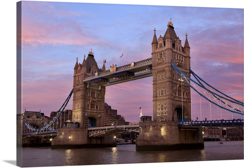 A view of Tower Bridge at sunset.