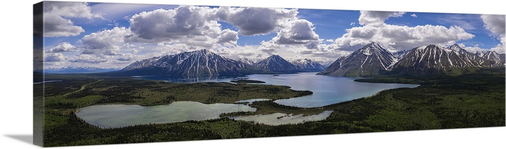 Spectacular aerial view of Kathleen Lake and the surrounding mountains on a beautiful, summer day near Haines Junction, Yu...