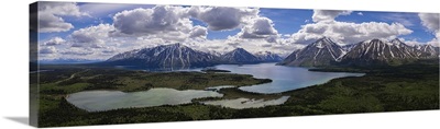 Aerial View Of Kathleen Lake And Surrounding Mountains, Haines Junction, Yukon, Canada