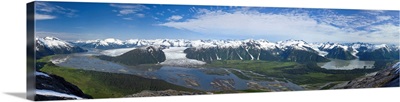 Aerial view of Taku River, Taku Glacier, Twin Glacier and Hole in the Wall Glacier