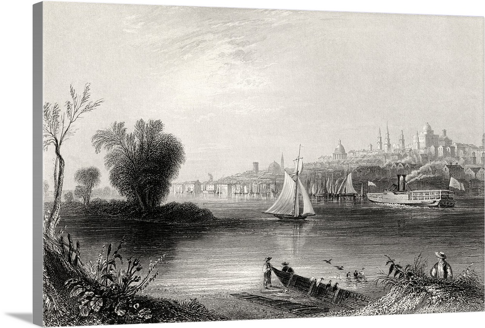 Albany, New York, USA In The 19th Century. Engraved By C Cousen After W H Bartlett.