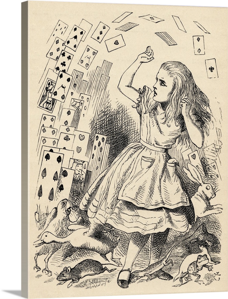 Alice And The Pack Of Cards. Illustration By John Tenniel From The Book "Alice's Adventures In Wonderland," By Lewis Carro...