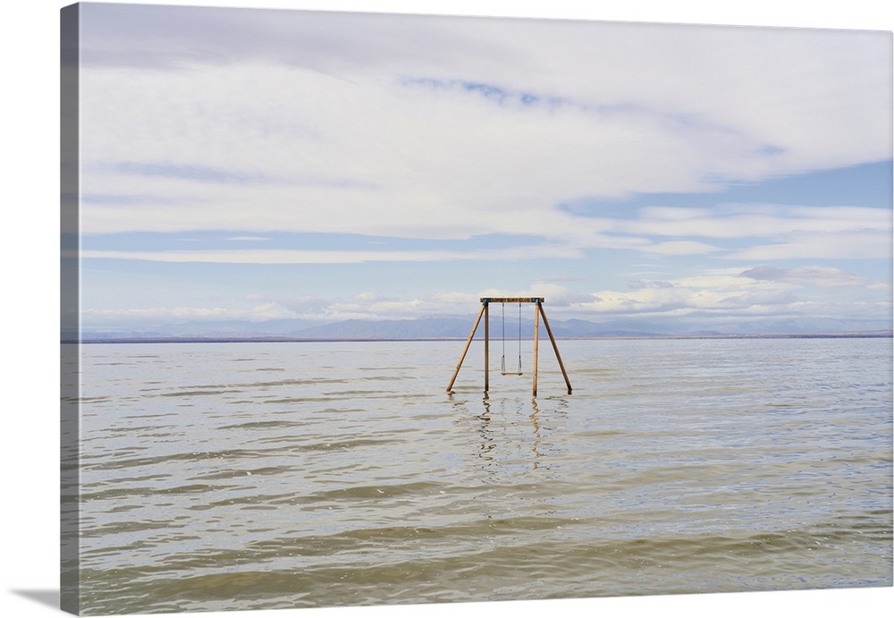 Artist installed swing set at Bombay Beach in the Salton Sea; Bombay Beach, California, United States of America