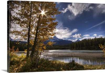 Athabasca River With Mount Fryatt In The Background, Jasper National  Park, Canada