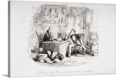 Attorney And Client, Fortitude And Impatience. Illustration From The Book Bleak House