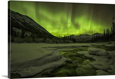 Aurora Borealis Or Northern Light Up The Yukon Night Skies, Yukon, Canada